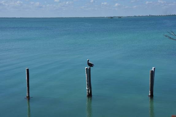 A grande lagoa em Cancún, no sul do México
